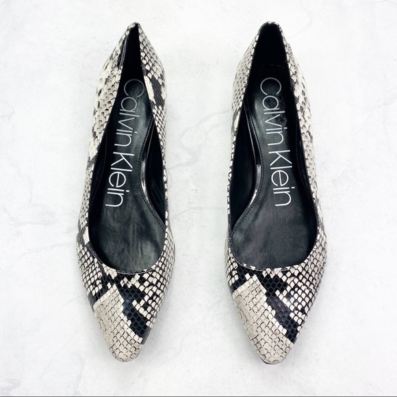 [Calvin Klein] Classic Snake Print Flats - Picture 1 of 5
